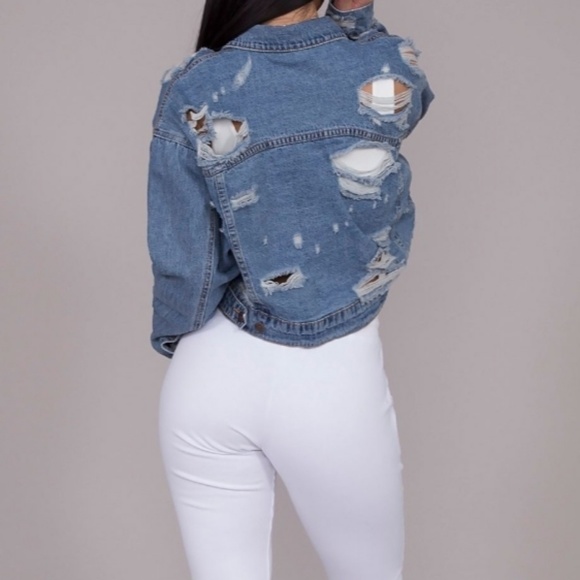 ⚠️Last S/M• Distressed Denim Jacket - Picture 3 of 5